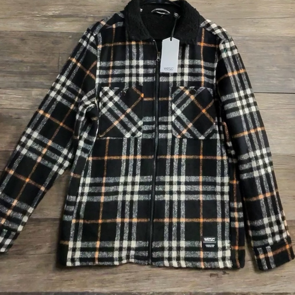 Wesc Black White and Orange Checkered Utility Jacket